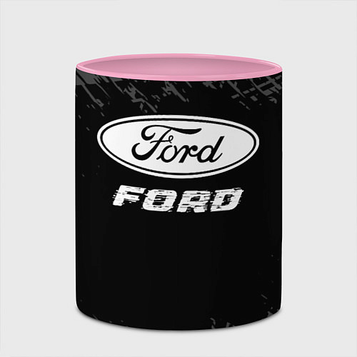 Кружка цветная Ford speed на темном фоне со следами шин / 3D-Белый + розовый – фото 2