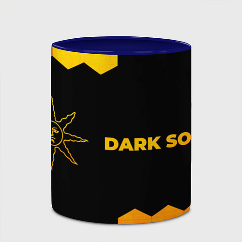 Кружка цветная Dark Souls - gold gradient: надпись и символ / 3D-Белый + синий – фото 2