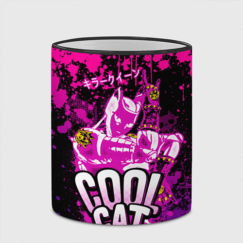 Кружка цветная Jo Jo - Королева убийца cool cat / 3D-Черный кант – фото 2