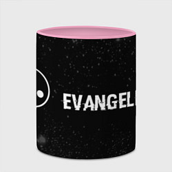 Кружка 3D Evangelion glitch на темном фоне: надпись и символ, цвет: 3D-белый + розовый — фото 2