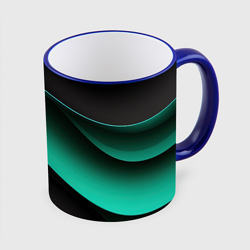 Кружка цветная Абстрактная зеленая текстура / 3D-Синий кант – фото 1