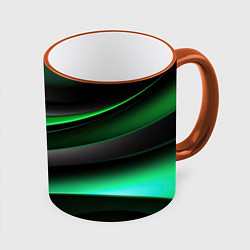 Кружка 3D Black green line, цвет: 3D-оранжевый кант
