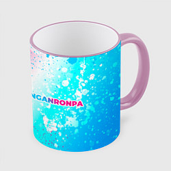 Кружка 3D Danganronpa neon gradient style: надпись и символ, цвет: 3D-розовый кант