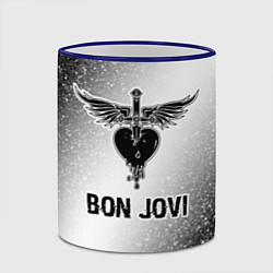 Кружка 3D Bon Jovi glitch на светлом фоне, цвет: 3D-синий кант — фото 2