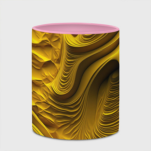 Кружка цветная Объемная желтая текстура / 3D-Белый + розовый – фото 2