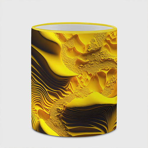 Кружка цветная Желтая объемная текстура / 3D-Желтый кант – фото 2
