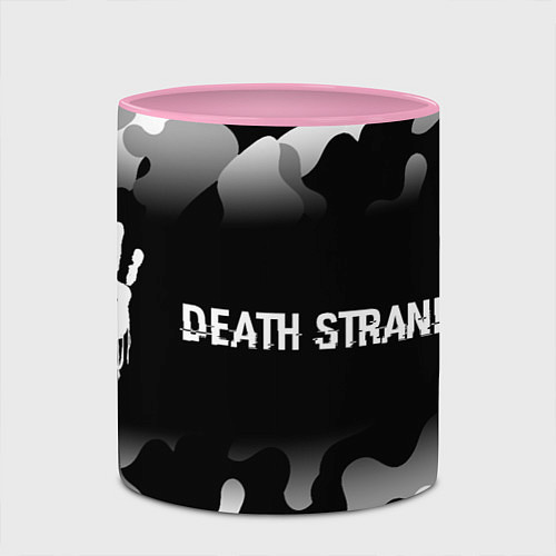 Кружка цветная Death Stranding glitch на темном фоне: надпись и с / 3D-Белый + розовый – фото 2