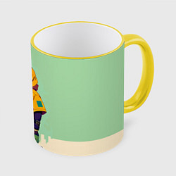 Кружка 3D Прикольный мишутка - городской стиль, цвет: 3D-желтый кант