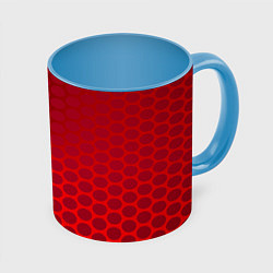 Кружка 3D Сотовый красный градиент, цвет: 3D-белый + небесно-голубой