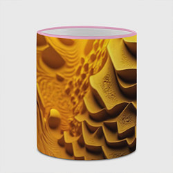 Кружка 3D Желтая объемная абстракция, цвет: 3D-розовый кант — фото 2