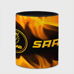 Кружка 3D Saab - gold gradient: надпись и символ, цвет: 3D-белый + черный — фото 2