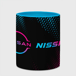 Кружка 3D Nissan - neon gradient: надпись и символ, цвет: 3D-белый + небесно-голубой — фото 2