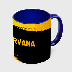 Кружка 3D Nirvana - gold gradient: надпись и символ, цвет: 3D-белый + синий