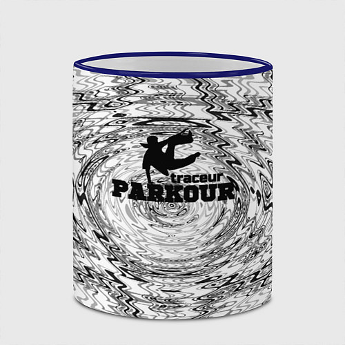 Кружка цветная Parkour черно белый абстрактный узор / 3D-Синий кант – фото 2