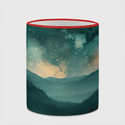 Кружка 3D Космическая ночь в горах, цвет: 3D-красный кант — фото 2