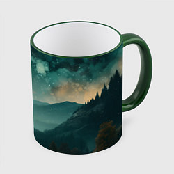 Кружка цветная Космическая ночь в горах
