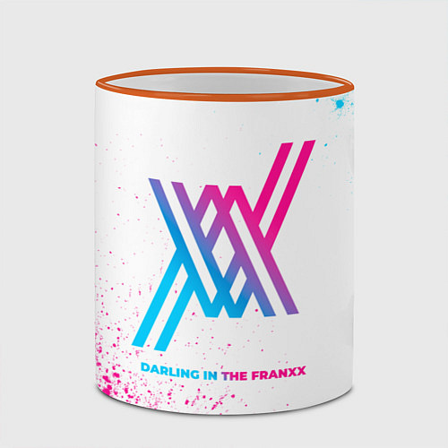 Кружка цветная Darling in the FranXX neon gradient style / 3D-Оранжевый кант – фото 2