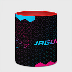 Кружка 3D Jaguar - neon gradient: надпись и символ, цвет: 3D-белый + красный — фото 2