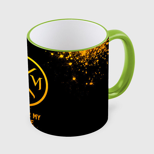 Кружка цветная Bullet For My Valentine - gold gradient / 3D-Светло-зеленый кант – фото 1