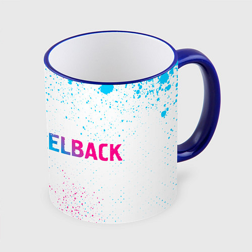 Кружка цветная Nickelback neon gradient style: надпись и символ / 3D-Синий кант – фото 1