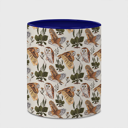 Кружка цветная Совы и подорожник / 3D-Белый + синий – фото 2