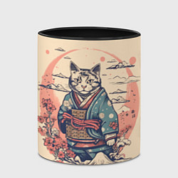 Кружка 3D Кот-самурай, цвет: 3D-белый + черный — фото 2