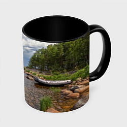 Кружка цветная Лодка на Ладоге