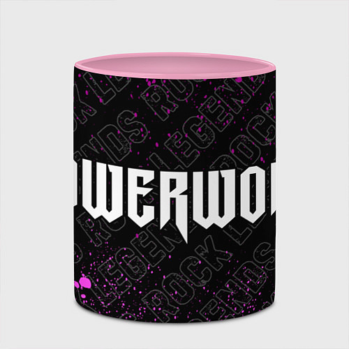 Кружка цветная Powerwolf rock legends: надпись и символ / 3D-Белый + розовый – фото 2