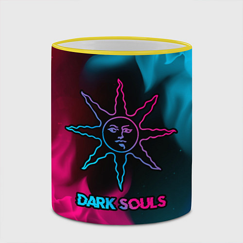 Кружка цветная Dark Souls - neon gradient / 3D-Желтый кант – фото 2