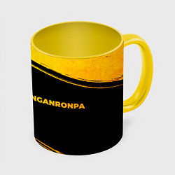 Кружка 3D Danganronpa - gold gradient: надпись и символ, цвет: 3D-белый + желтый