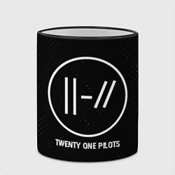 Кружка 3D Twenty One Pilots glitch на темном фоне, цвет: 3D-черный кант — фото 2