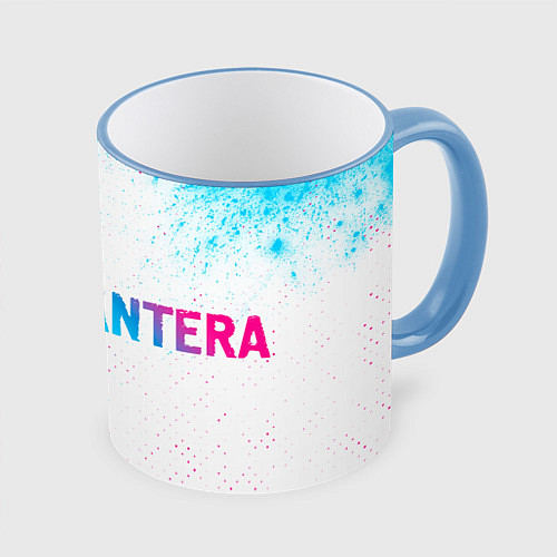 Кружка цветная Pantera neon gradient style: надпись и символ / 3D-Небесно-голубой кант – фото 1