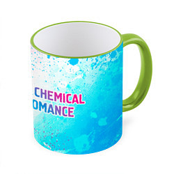 Кружка 3D My Chemical Romance neon gradient style: надпись и, цвет: 3D-светло-зеленый кант