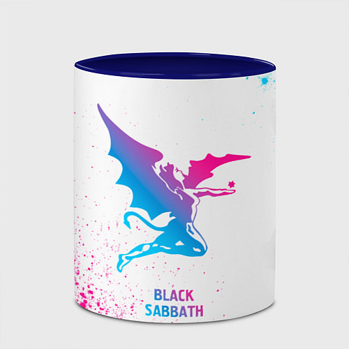 Кружка цветная Black Sabbath neon gradient style / 3D-Белый + синий – фото 2