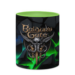 Кружка 3D Baldurs Gate 3 black blue neon, цвет: 3D-белый + светло-зеленый — фото 2