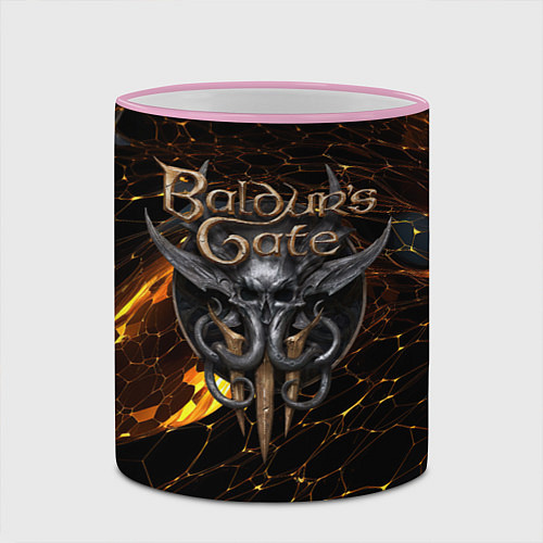 Кружка цветная Baldurs Gate 3 logo gold and black / 3D-Розовый кант – фото 2