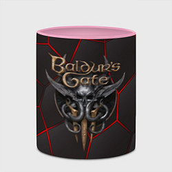 Кружка 3D Baldurs Gate 3 logo red black geometry, цвет: 3D-белый + розовый — фото 2