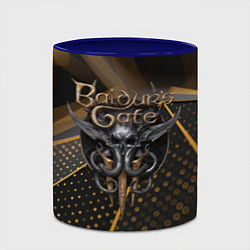 Кружка 3D Baldurs Gate 3 logo dark gold geometry, цвет: 3D-белый + синий — фото 2