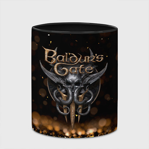 Кружка цветная Baldurs Gate 3 logo dark gold logo / 3D-Белый + черный – фото 2