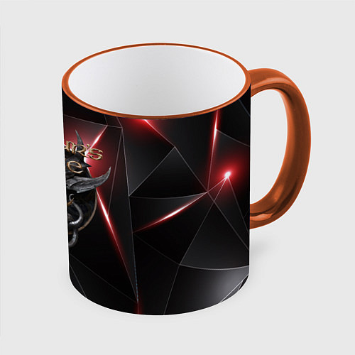 Кружка цветная Baldurs Gate 3 logo black red / 3D-Оранжевый кант – фото 1