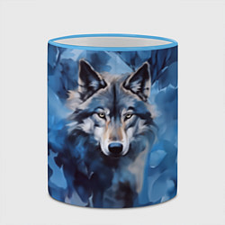Кружка 3D Голова волка на ледяном фоне, цвет: 3D-небесно-голубой кант — фото 2