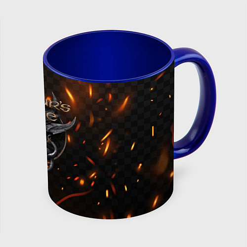 Кружка цветная Baldurs Gate 3 logo fire / 3D-Белый + синий – фото 1