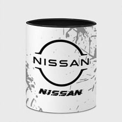 Кружка 3D Nissan speed на светлом фоне со следами шин, цвет: 3D-белый + черный — фото 2