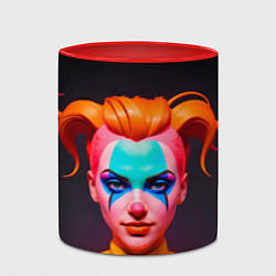 Кружка 3D Девушка клоун с жёлтыми волосами, цвет: 3D-белый + красный — фото 2
