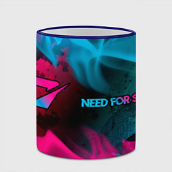 Кружка 3D Need for Speed - neon gradient: надпись и символ, цвет: 3D-синий кант — фото 2