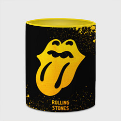 Кружка 3D Rolling Stones - gold gradient, цвет: 3D-белый + желтый — фото 2