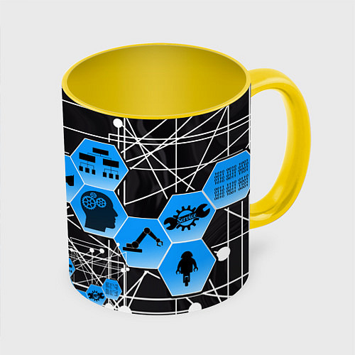 Кружка цветная Виртуальный мир / 3D-Белый + желтый – фото 1