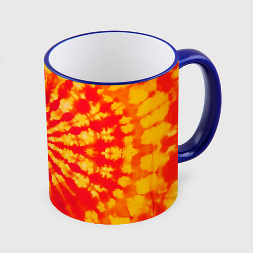 Кружка цветная Тай дай солнце / 3D-Синий кант – фото 1