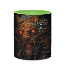 Кружка 3D Baldurs Gate 3 logo demon, цвет: 3D-белый + светло-зеленый — фото 2