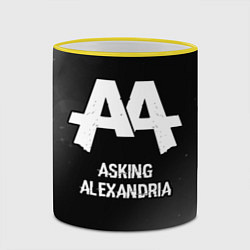 Кружка 3D Asking Alexandria glitch на темном фоне, цвет: 3D-желтый кант — фото 2